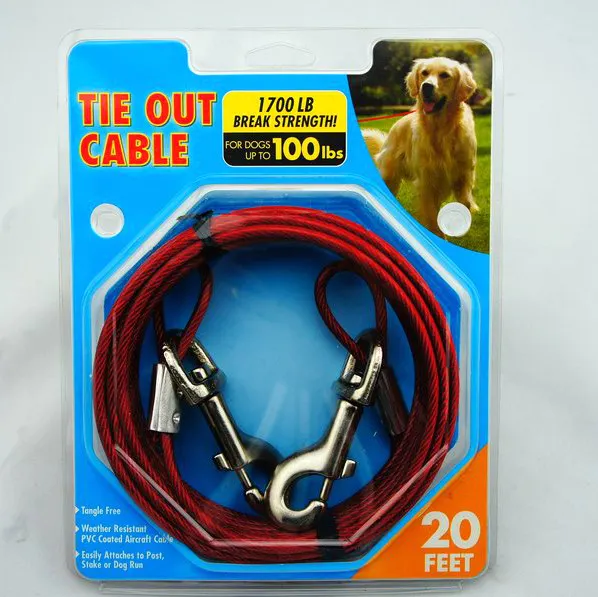 PVC coated dog tie out cable leash and stake  Pet Accessories Wholesale