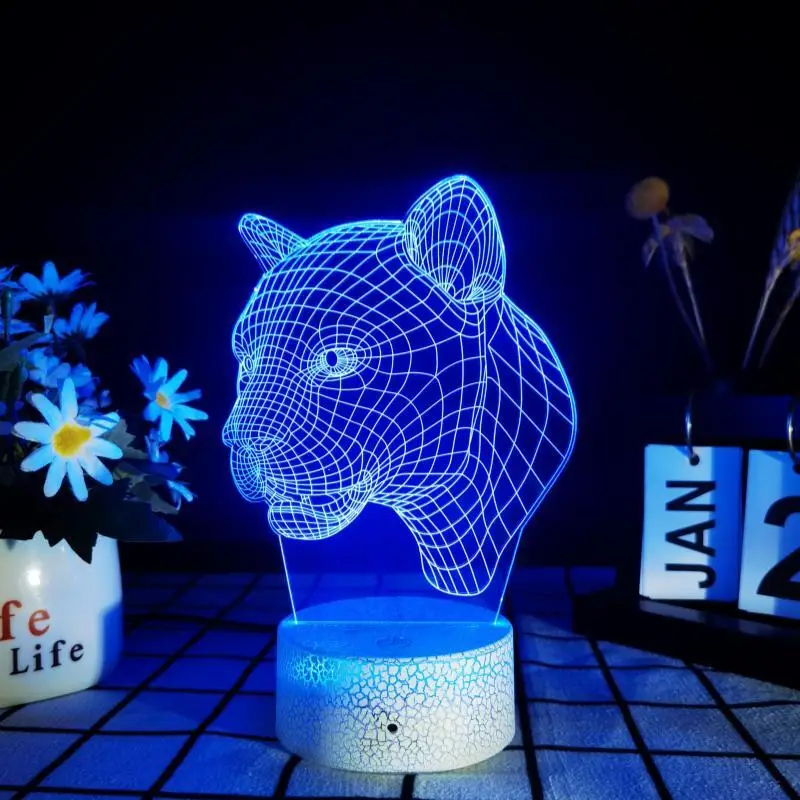 LED lion head night light intelligent multi-color atmosphere lamp 3D three-dimensional table lamp