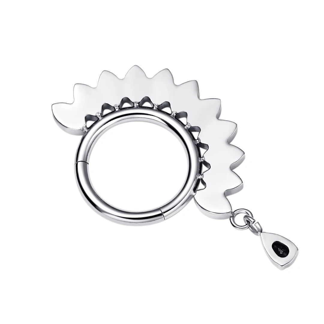 Eternal Metal ASTM F136 Titanium Delicate Unique Hinged Segment Clicker With Zircon Dangle Conch Helix Daith Piercing Jewelry