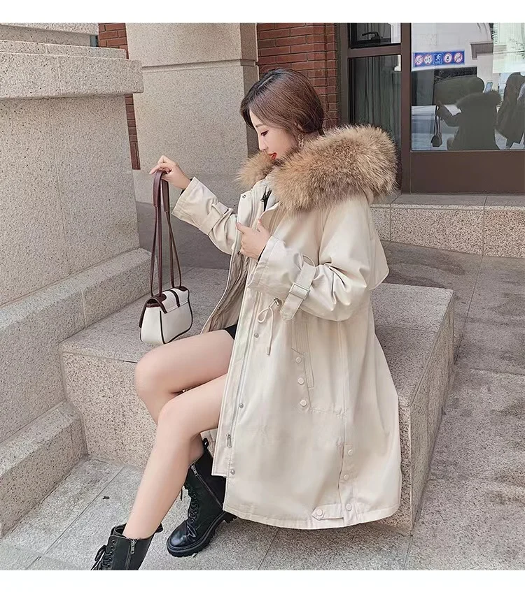 High-end ladies pie overcomes 2021 Korean hot style ladys long warm down coat