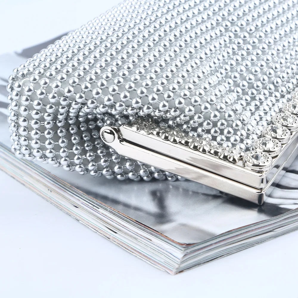 Fashion Rhinestone Party Bridal Clutch Evening Bag Handbag Alumina Bead Purse and Clutch Purses for Women
