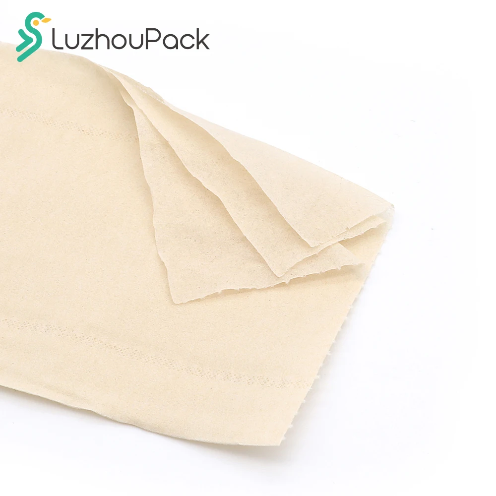 LuzhouPack ECRU OEM Bathroom Toilet Paper Tissue 166g 3ply Unbleached 100% Virgin Organic Bamboo Tissue Toilet Rolling Paper