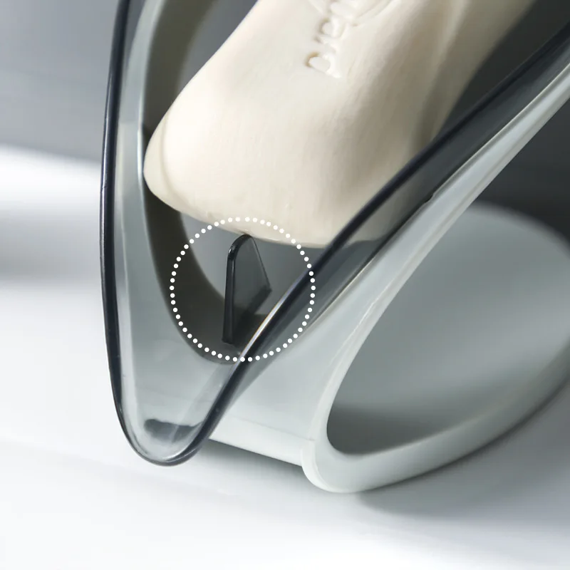 Soap Holder Leaf-Shape Self Draining Dish Not Punched Easy Clean Bar with Suction Cup Soap Dish Suitable for Shower Bathroom