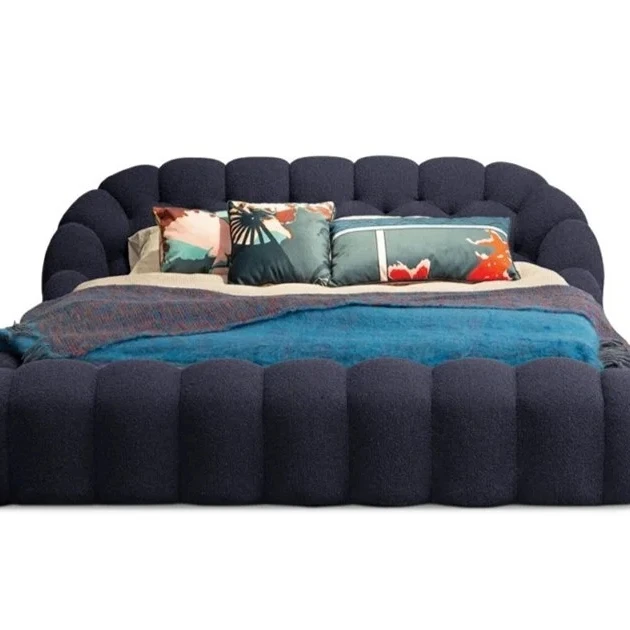 High Quality Minimalist Style Oem Factory Commercial Hotel Bubble Shape Upholstery Bed for Bedroom Set Furniture