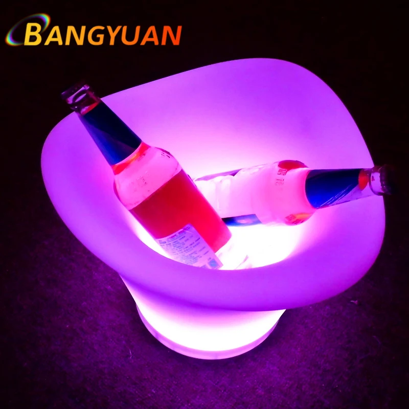 Custom LED Rechargeable Wine Bucket Stainless PE Led Ice Bucket for champagne Wine Bottle bar Furniture