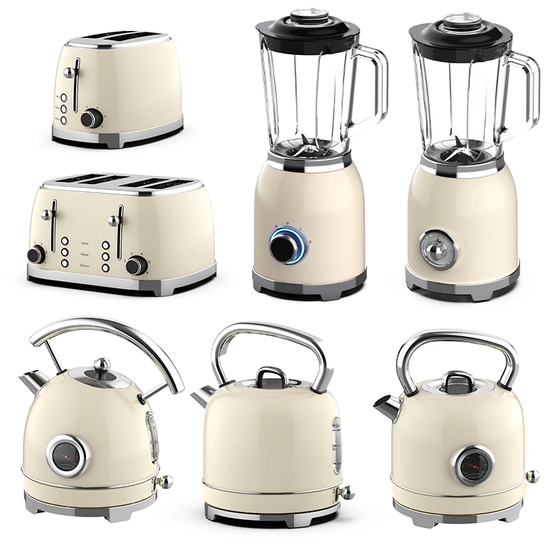 electric home appliance sets Glass Blender stainless steel electric kettle and toaster set