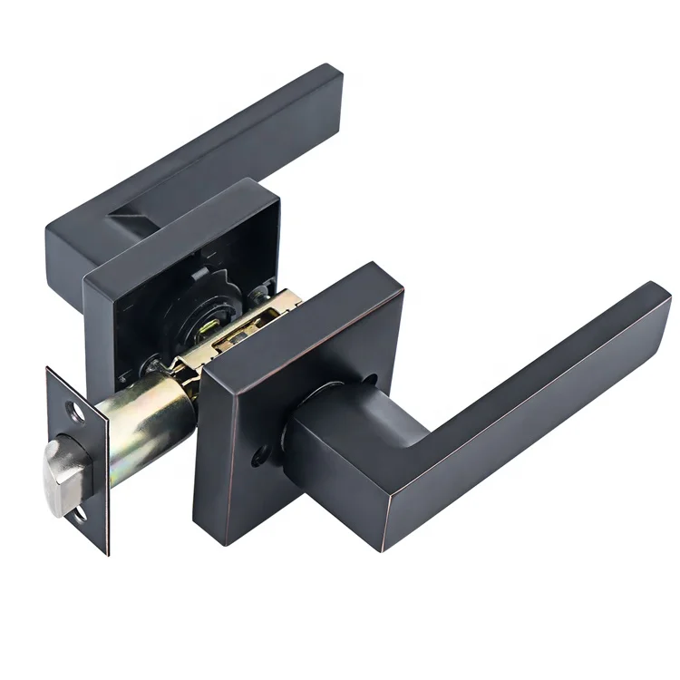 Heavy Duty Leverset Privacy Passage Lever Handle Matt Black Zinc Alloy Lever Door Handle Lock Set Black Door Handle