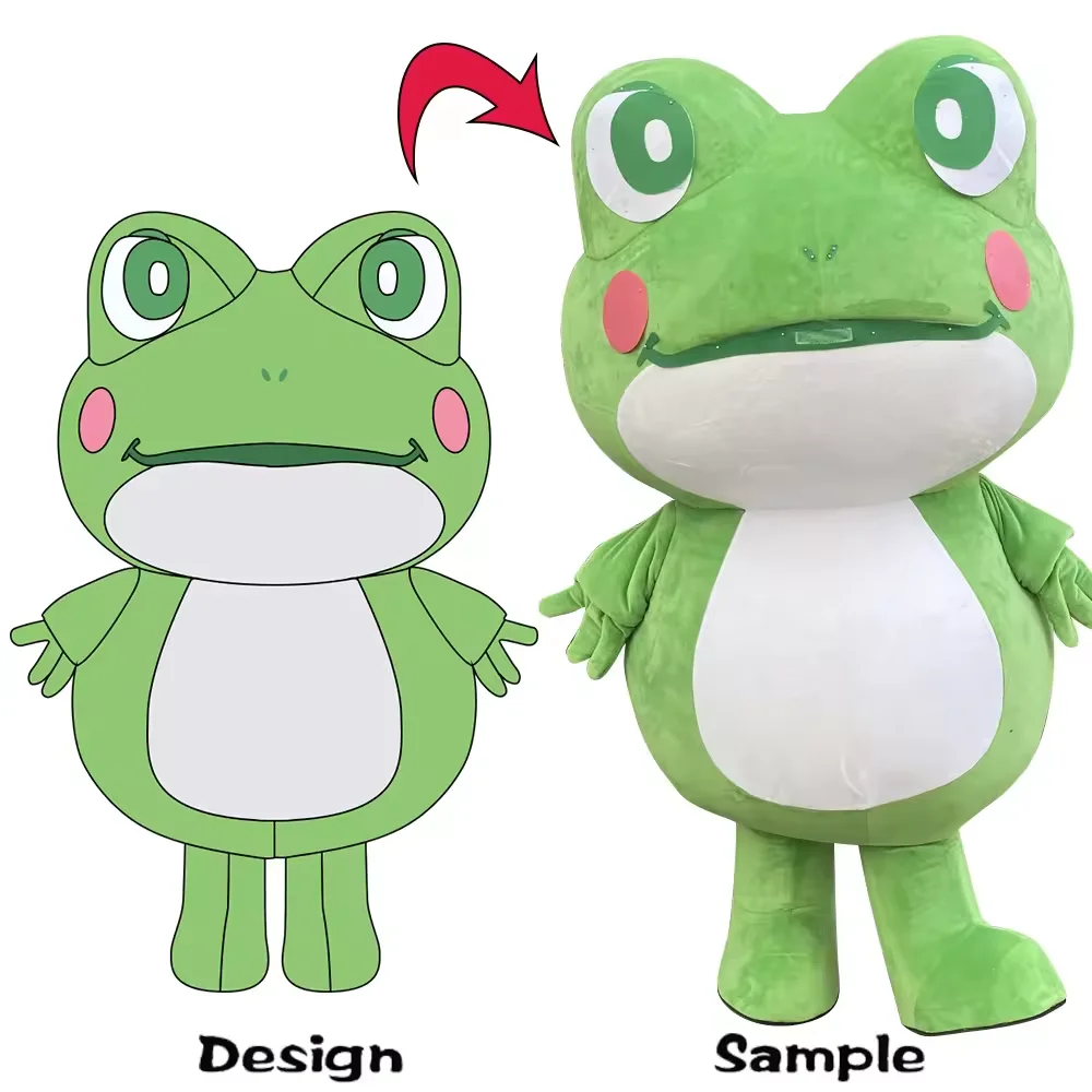 Party Carnival OEM Customize giant Cartoon Character Fruit Frog foam head Cute Panda Mascot Costume for Adults