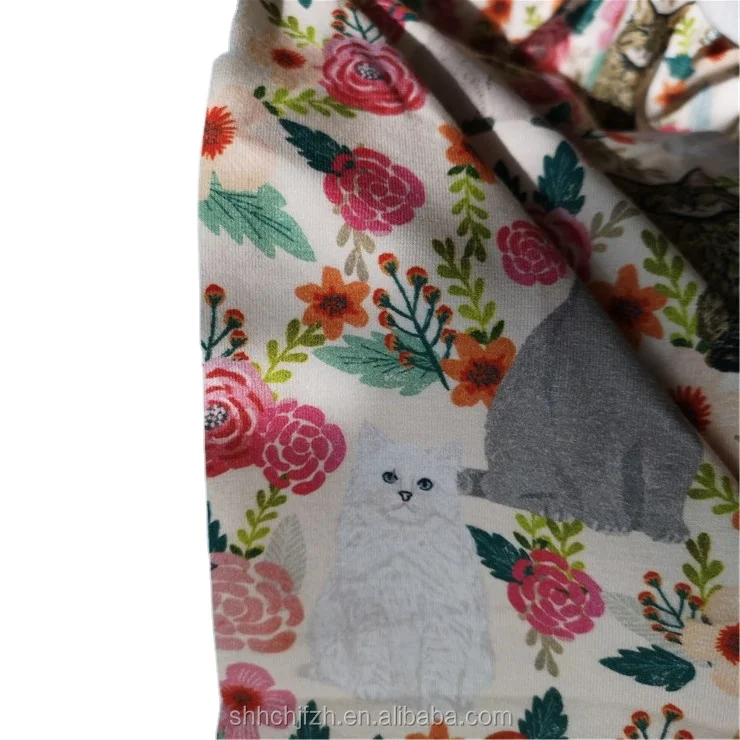 230gsm Printed Cotton Animal Pattern Jersey Knitting Cotton Printed Knitted Fabric Custom Design Printed Cotton Jersey Fabric