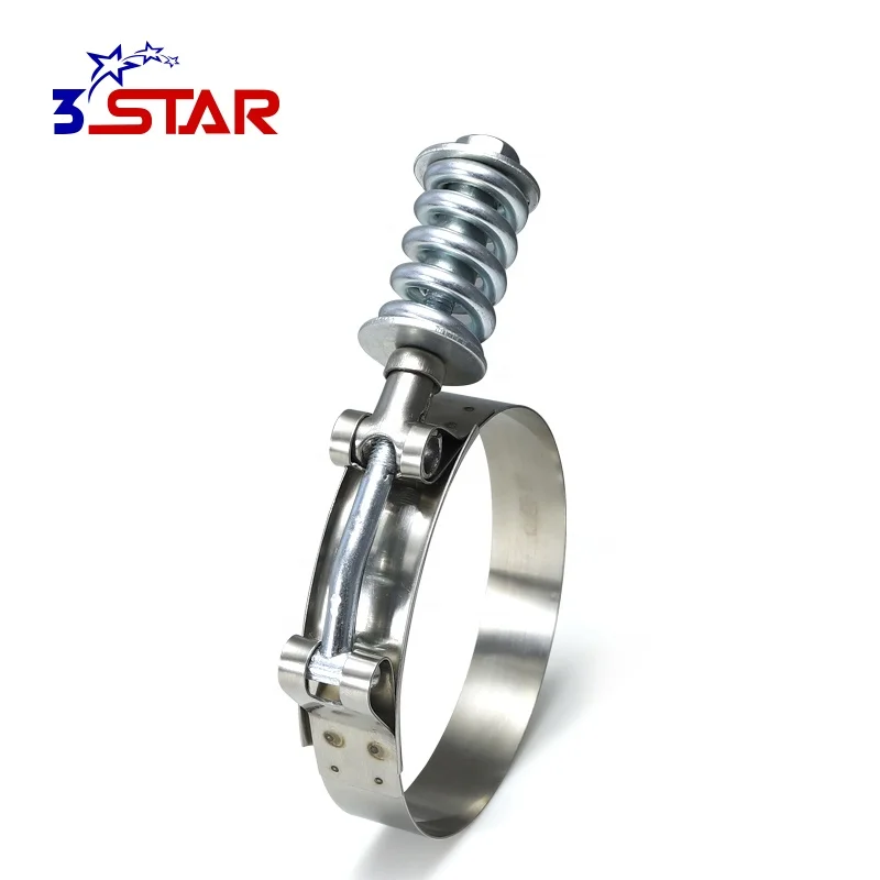 constant tension spring loaded T bolt automotive stainless steel hose clamp