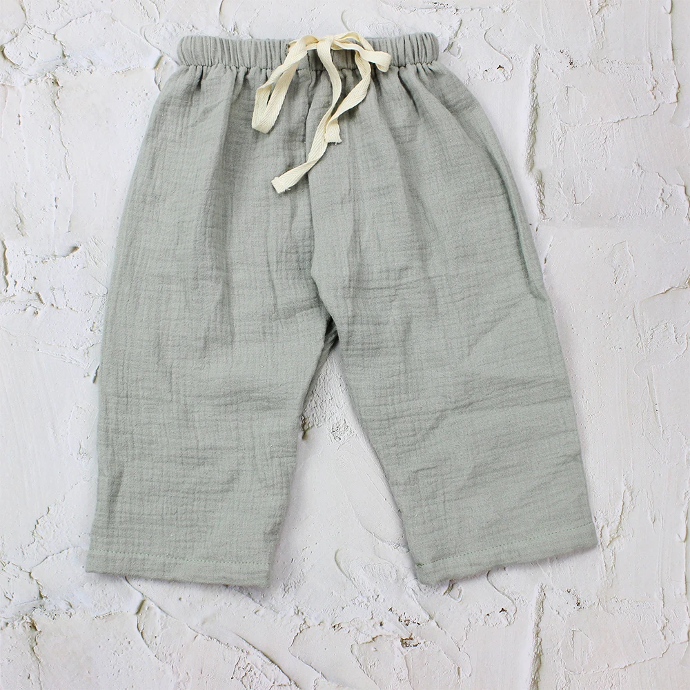 Spring kids clothes boutique button suits cotton muslin two piece outfits