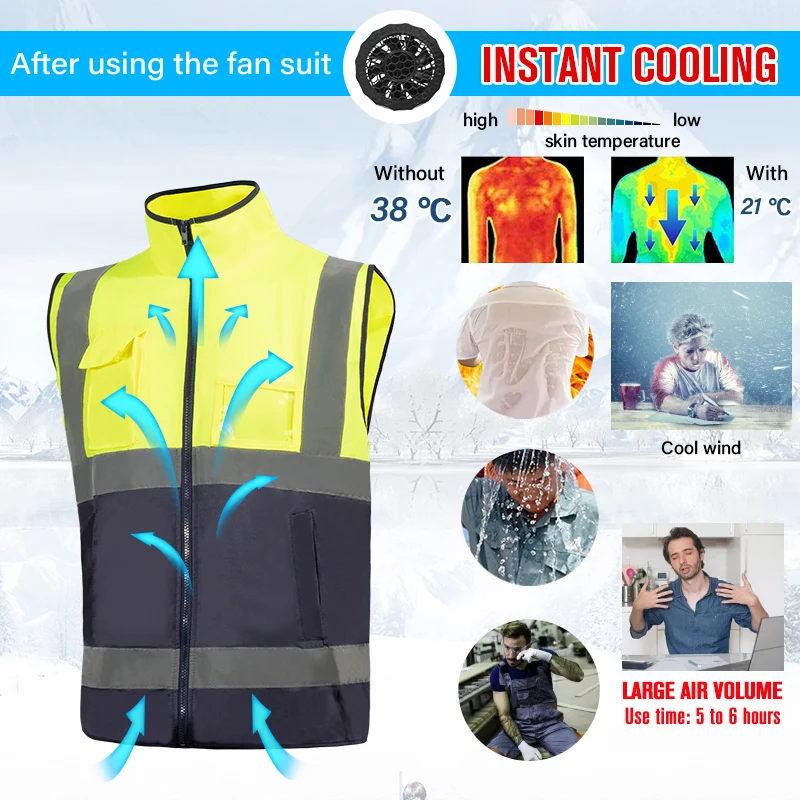 2024 New Arrival Reflective Safety Clothing Air Conditioning Work Wear Cooling Vest with Fans for wholesale