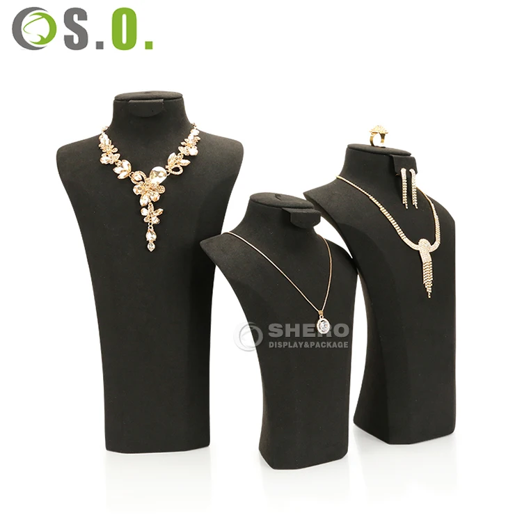 Hot sale necklace holder display stand velvet jewelry stands for long necklace display bust