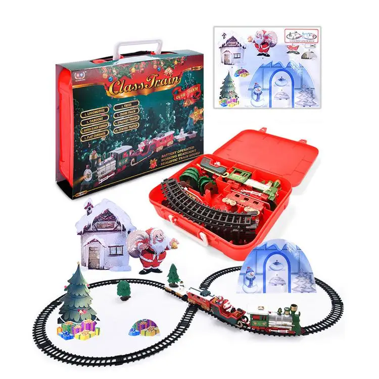 2021 Christmas Train Set Toys Electronic Train Track Xmas Toys with Light and Sound Music Christmas Gift Railway Track Train
