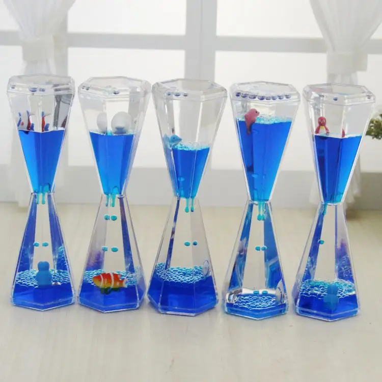 2023 Small Unique Reverse Flowing Liquid Oil Hourglass Timer Anxiety Stress Relief Toys