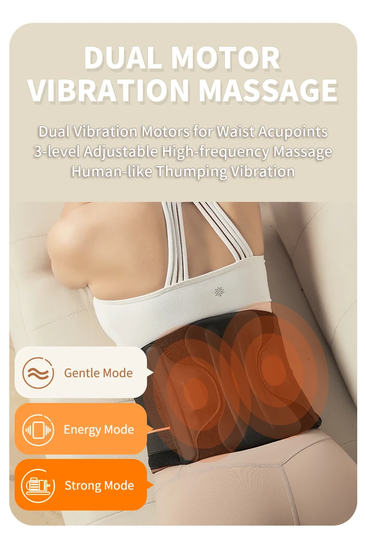 Graphene Salt Moxa Heating 3 Vibration Massage Modes Waist Massager Wireless Heating Waist Belt With Timer