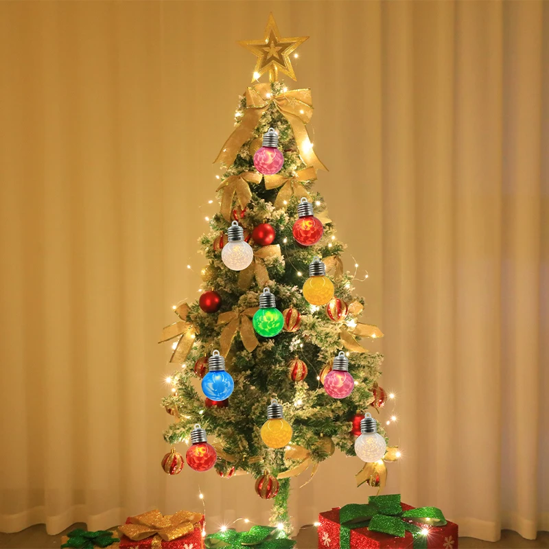 Tree Plastic Ball LED Light Bulb Night Light Ball Hanging tree Pendant Christmas Bulb Light Transparent Ball new year 2024