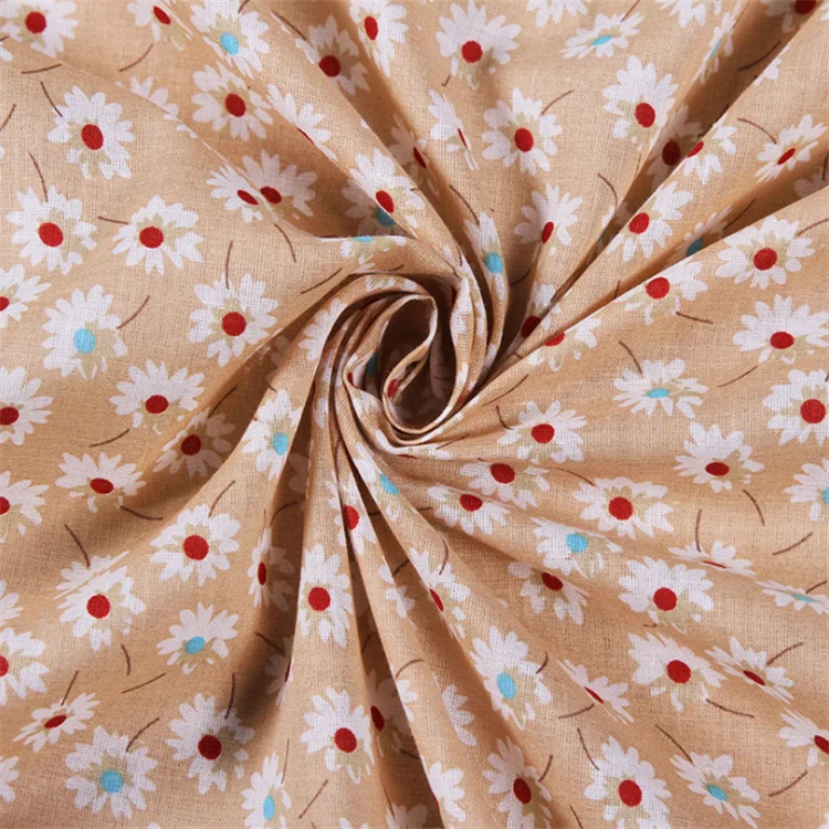 Свежая небольшая хлопковая ткань с цветочным рисунком, хлопковая и льняная ткань на бретельках для платья, рубашки, модная ткань