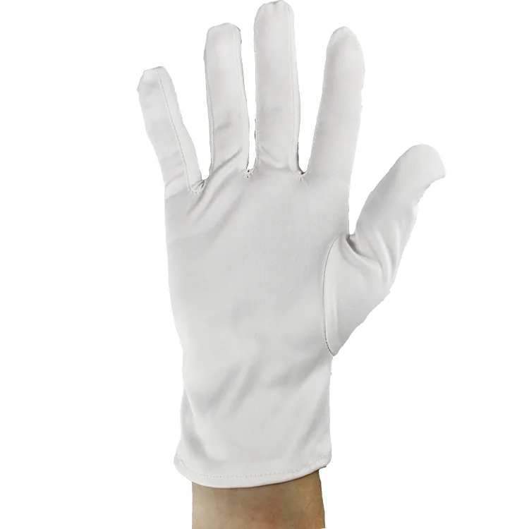 Manufacturer 100% microfiber gloves white polyester dust free gloves for jewelry