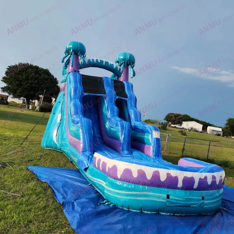 Backyard juegos inflables trop breeze water slide with pool inflatable obstacle course bounce house waterslides
