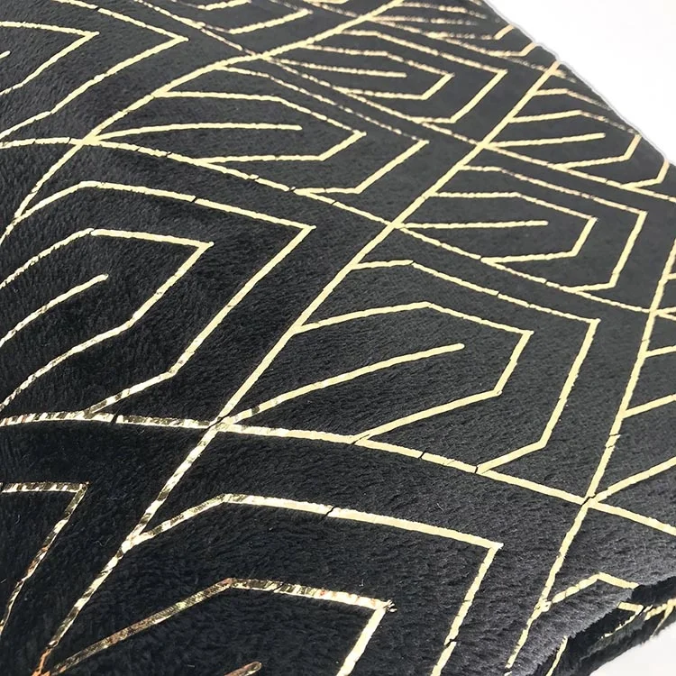 Wholesale Golden Foil Blanket Prints Microfiber Flannel Fleece Metallic Printed Throw Blankets 100% Polyester Square 30-45 Days