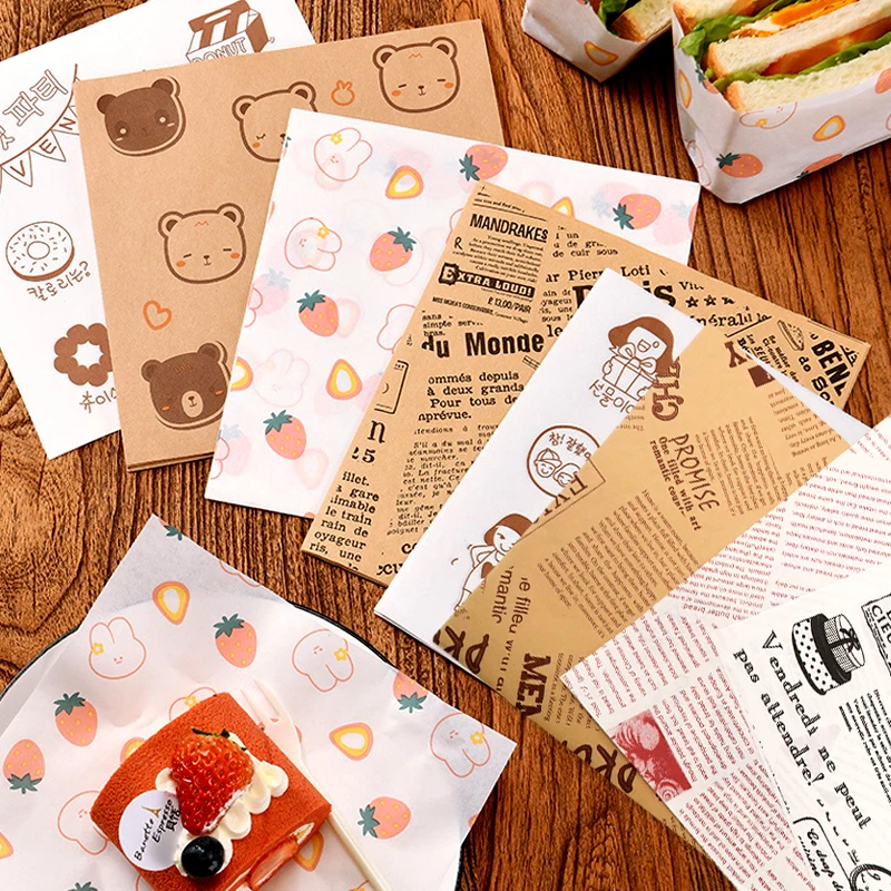 Food grade greaseproof wax paper sadwich burger food wrapping paper custom bakery  hamburger bread baking paper printed