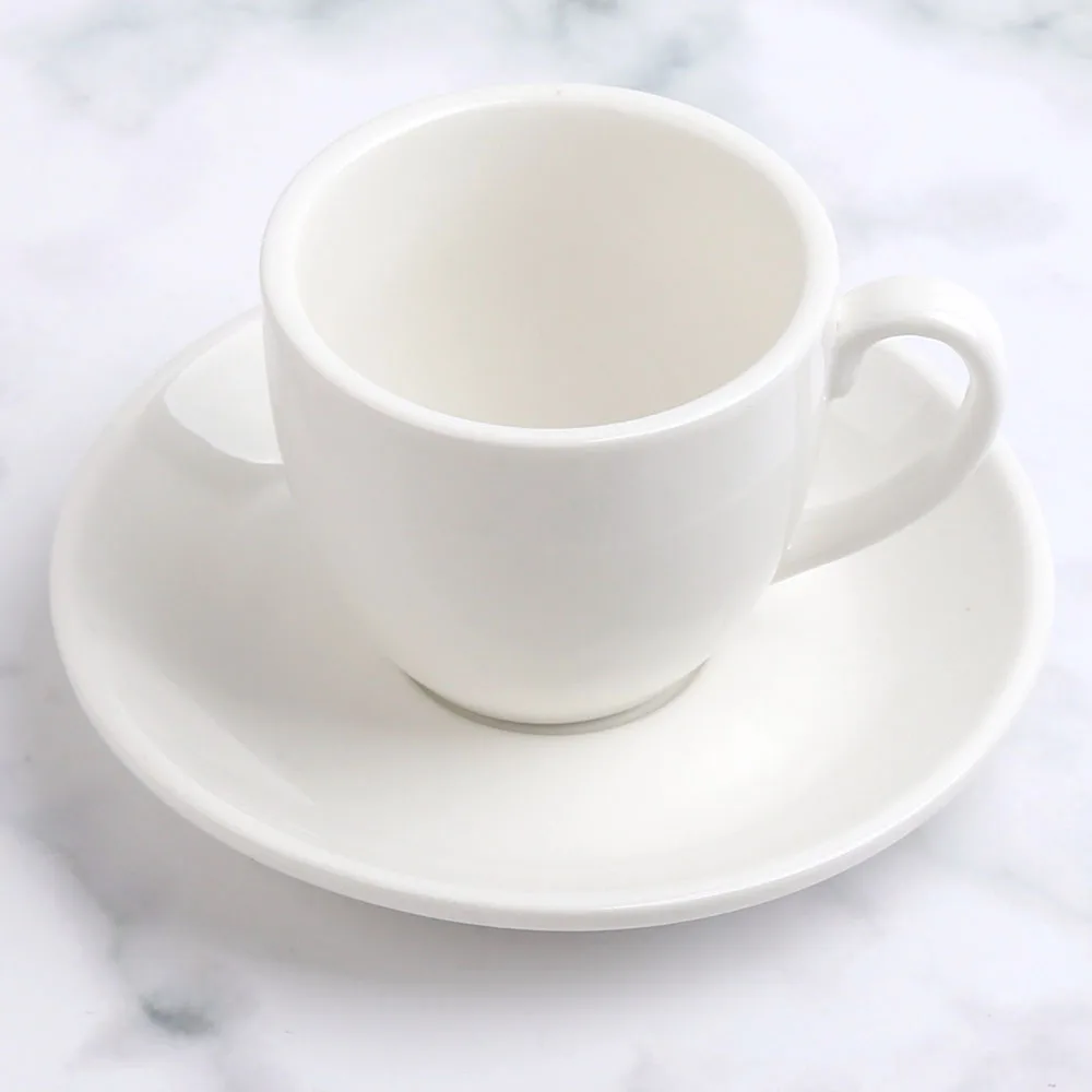 3,5 унций, однотонная белая керамическая фарфоровая чашка для кофе эспрессо с блюдцем