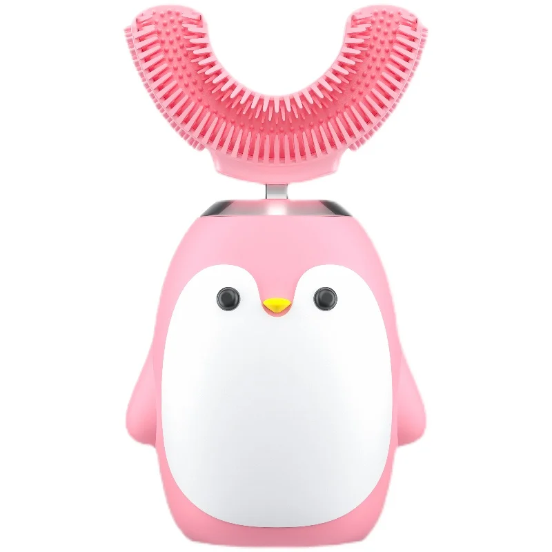 creative 360 degree flashing cartoon  u-shaped children u shape baby silicone toothbrush