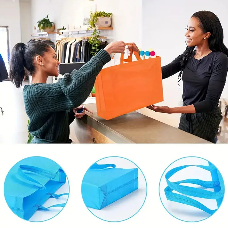 Custom Printed  Promotional Nonwoven Fabric Grocery Cloth Totebag Wholesale Gift Bag Non Woven Bag Shopping Tote Bag With Logo