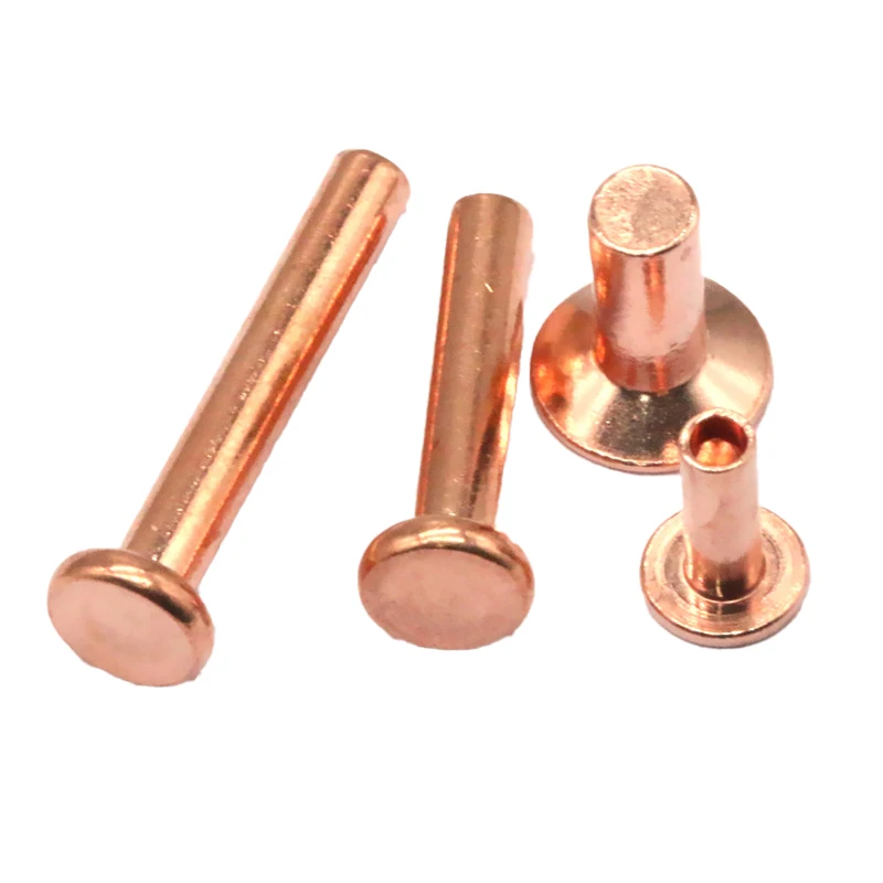 Round head semi-hollow H65 brass rivet T2 copper rivet electronic pure copper hollow rivet