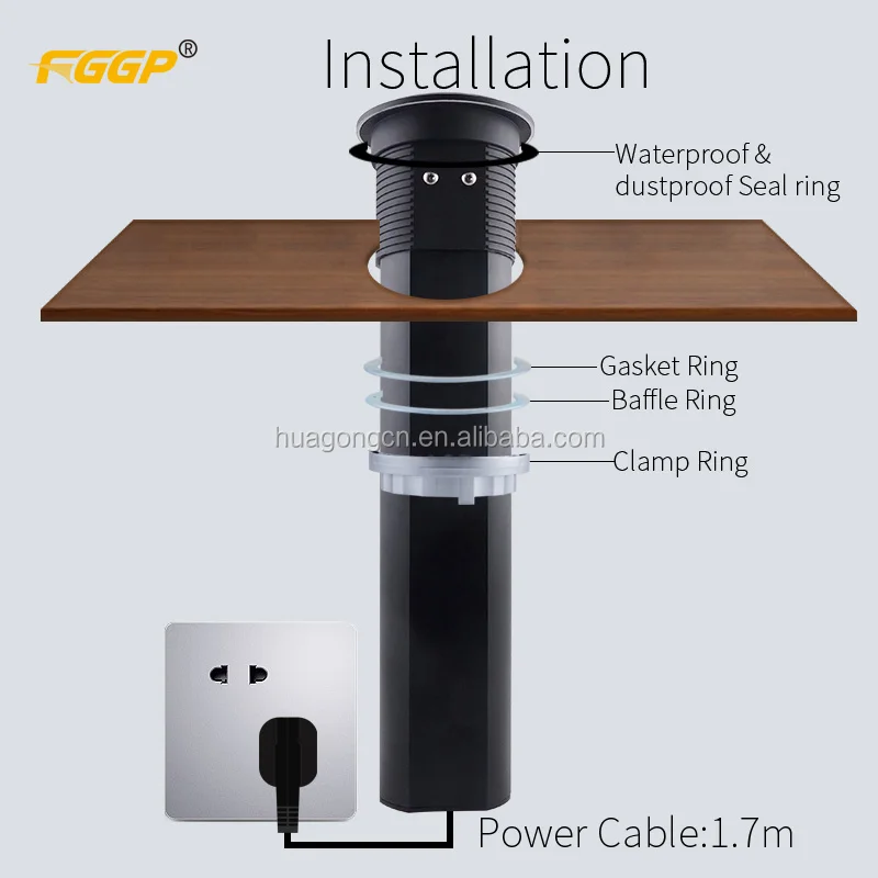 Черная Лидер продаж, фабрика FGGP, моторизованная Выдвижная наружная вилка для кухни, Настольная универсальная розетка schuko из Израиля