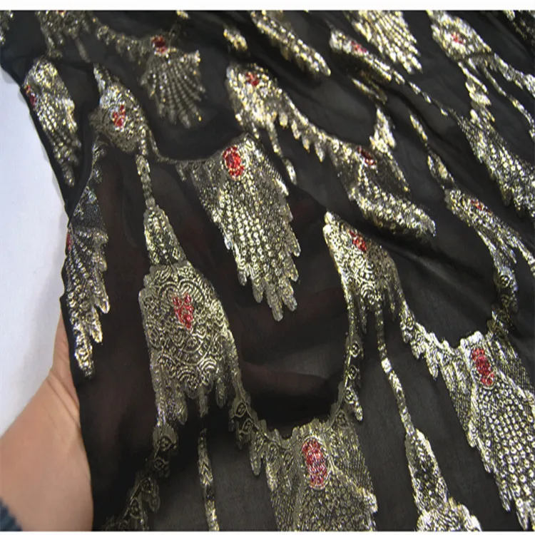 silk chiffon with lurex fabric silk lurex blended fabric silk jacquard urgiri fabric