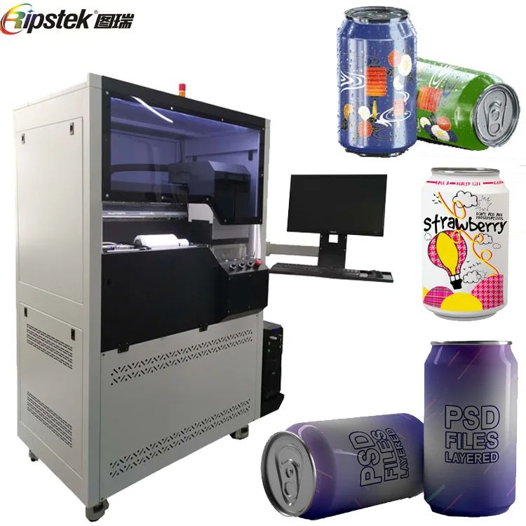 Ripstek  digital bottle uv printer ,Cylindrical  on bottles aluminum cans print machine ,printing machine for cans