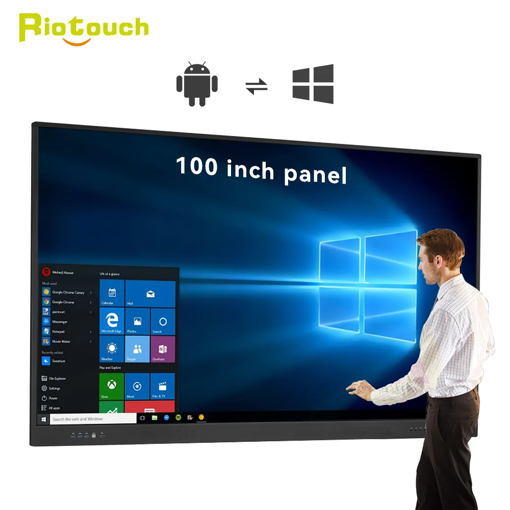 Riotouch OEM Factory 65 75 86 android 4K Flat panel school teach for education smart interactive boards Interactive whiteboard