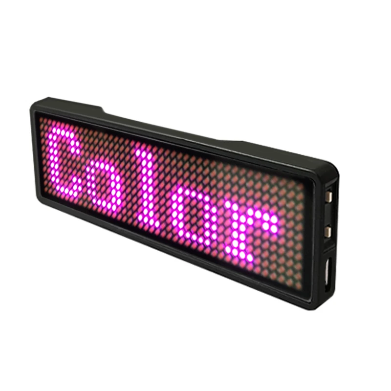 Custom Logo Programmable Message led light badge USB Charged  Scrolling text display badge