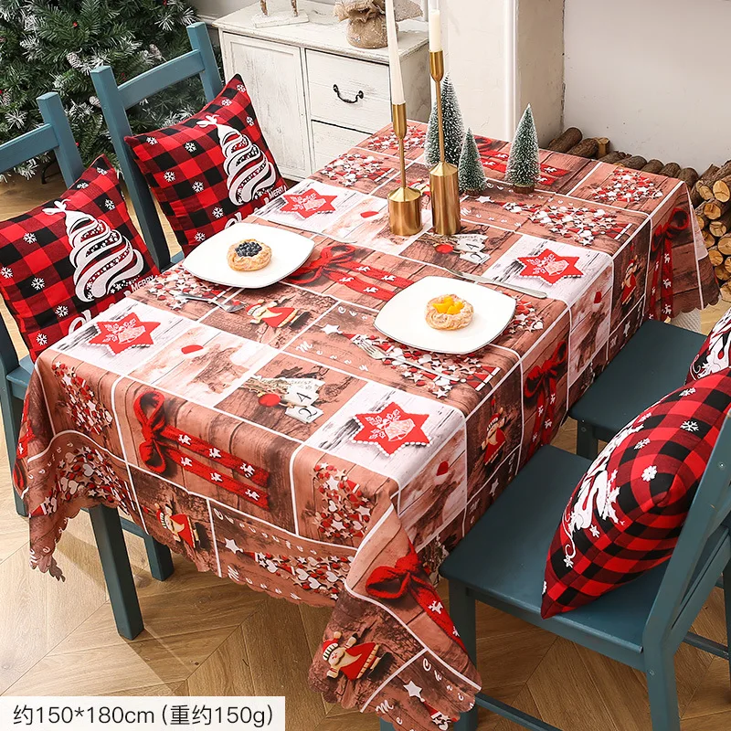 2022 New Popular Waterproof Christmas Tablecloth Wholesale Hotel Holiday Decorative Polyester Creative Table Cloth Custom Fresh