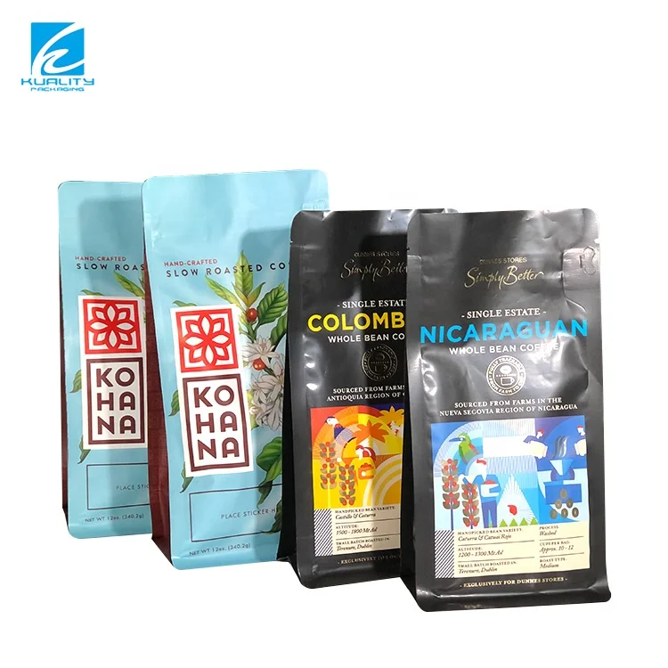 Матовая отделка, стоячий алюминиевый мешочек, пластиковые пакеты на молнии для кофе, для пищевой упаковки, 1 кг, пакет с плоским дном для упаковки кофе с клапаном