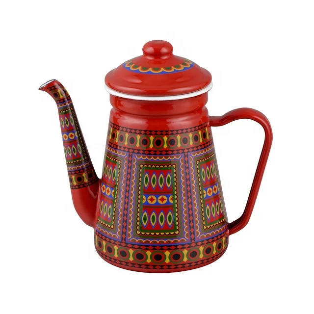 1.2L Enamel Coffee Pot Hand Tea Enamel Kettle Induction Cooker Gas Stove Universal Hand Water Teapot Vintage Home Decor Tools