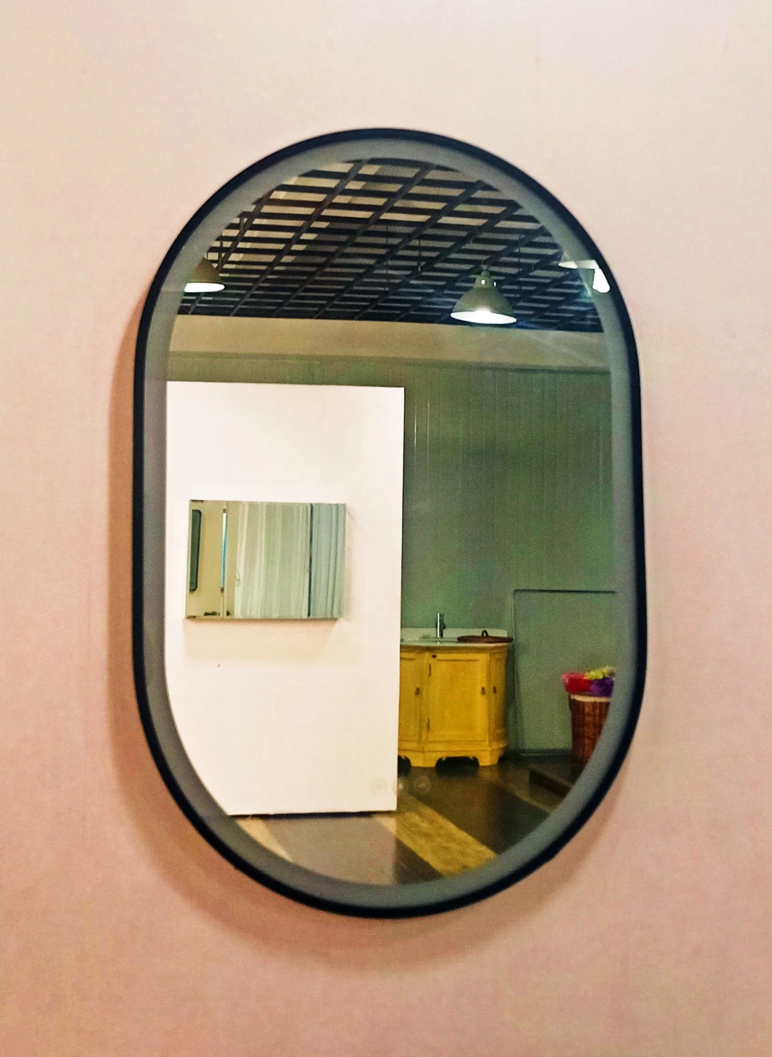 Bathroom wall mounted playground shape framed bath mirror smart led mirror bathroom