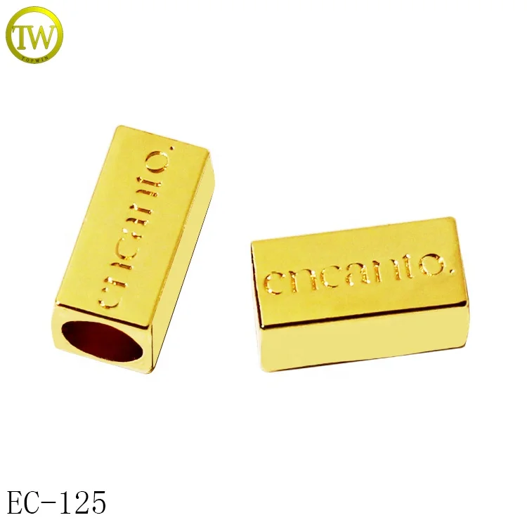 Zinc alloy garment accessory rope stopper gold plated swimwear metal logo drawstring cord lock designs