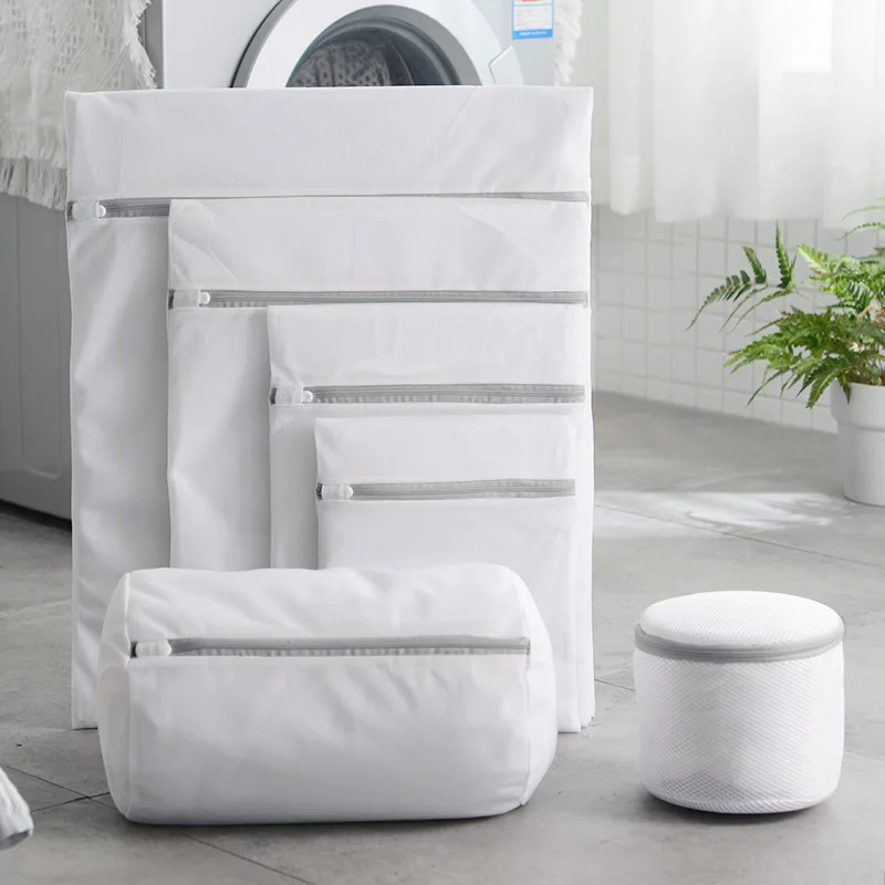 T1314 Modern foldable zipper polyester mesh laundry bag Laundry supplies