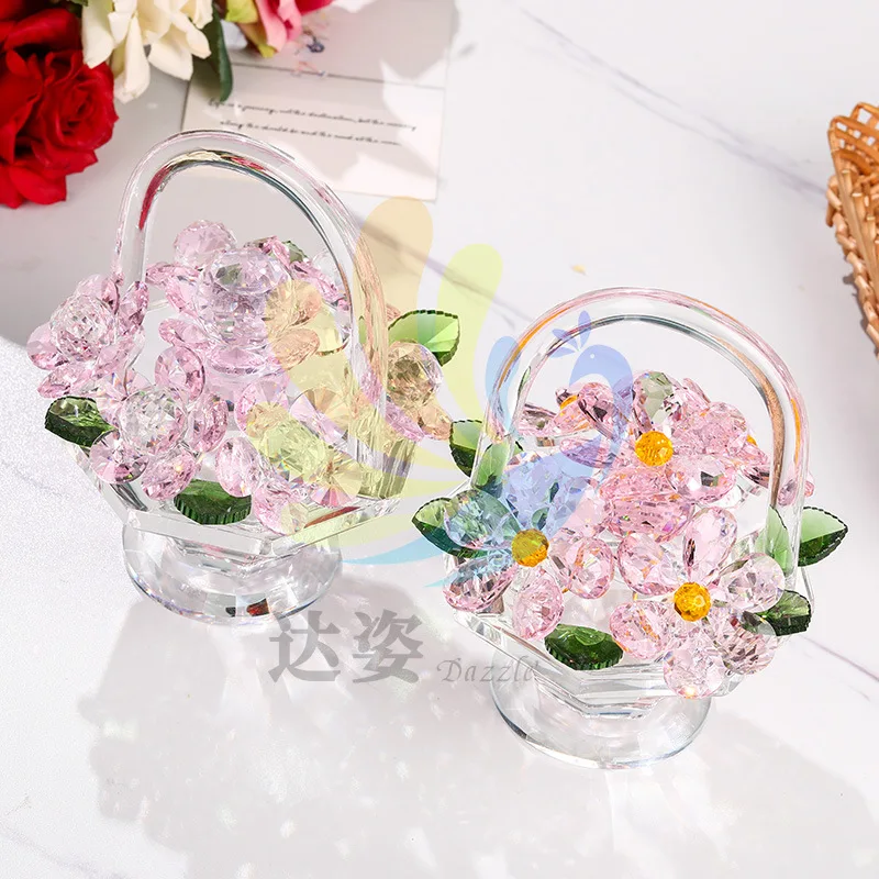 Crystal flower basket High appearance level flower Box Flower bouquet Birthday gift Net Red Pink girl heart ornament
