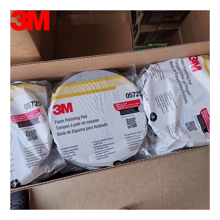 3M 05725 Perfect-It 8 inch Hook & Loop Black Waffle Foam Single Sided Buffing Polishing Pad For Refining Scratches