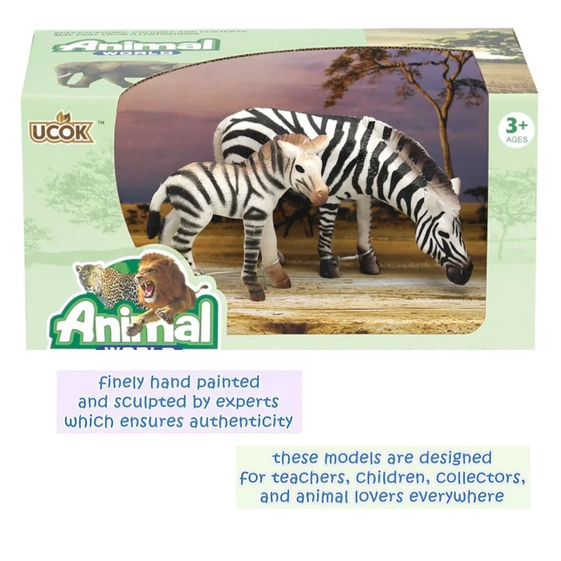 2021 best selling Wild Life Realistic Animal Toys for Boys and Girls 3-8 Years Old, Zebra Family