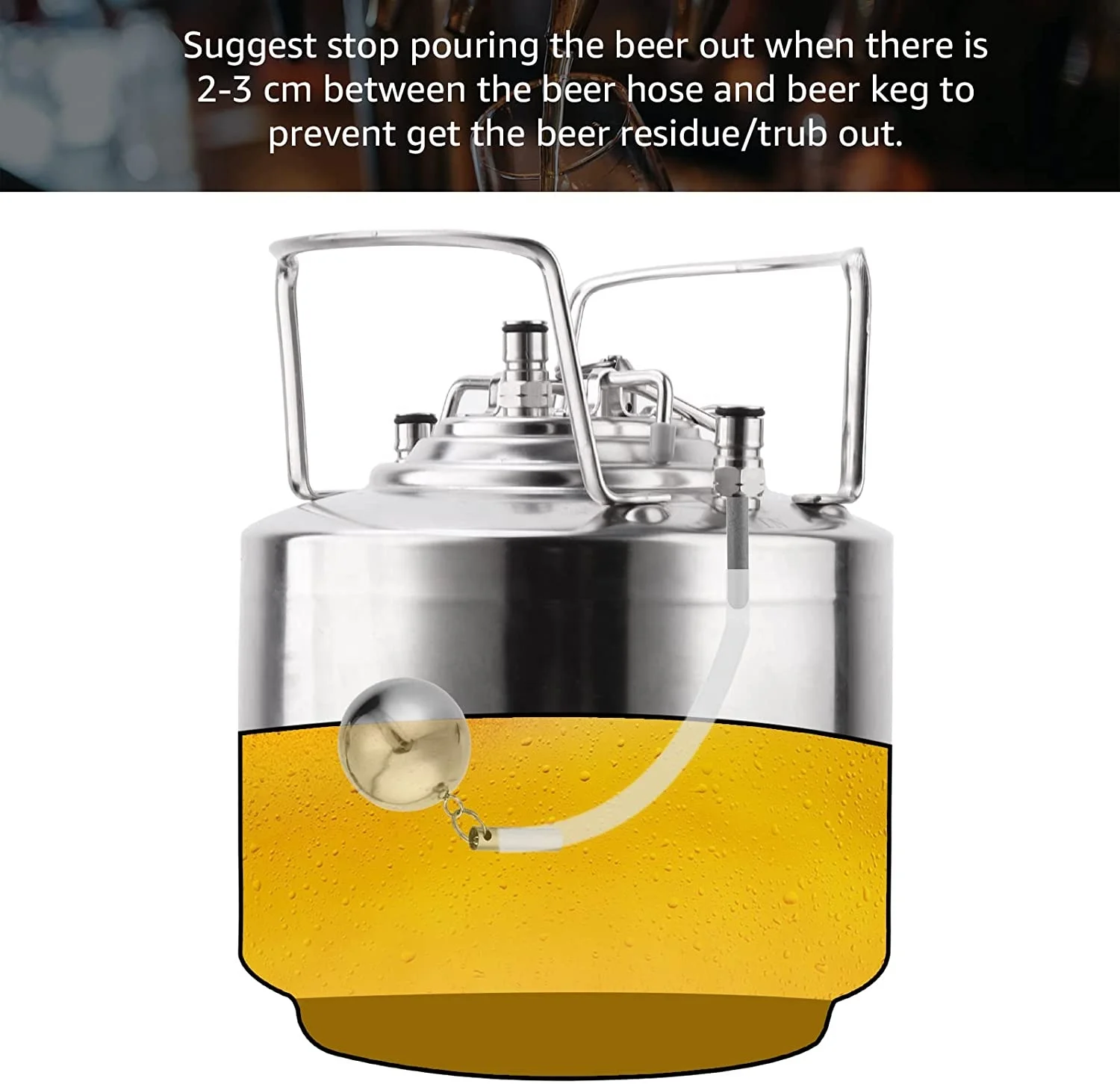 304 Stainless Home Brew Beer FermZilla Ball Floating Beer Keg Liquid Dip Tube with Floating Dip 80cm Silicone Tube Filter