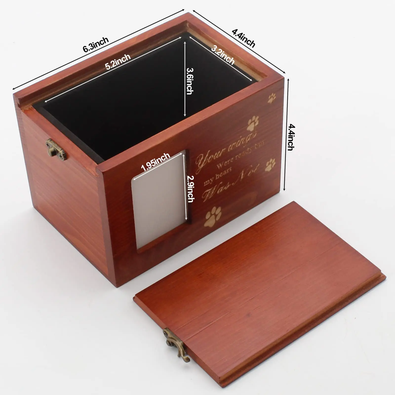 Pet Urns for Dog or Cat Ashes Wooden Dog Urns for Ashes with Photo Frame Memorial Urn for Dog Ashes