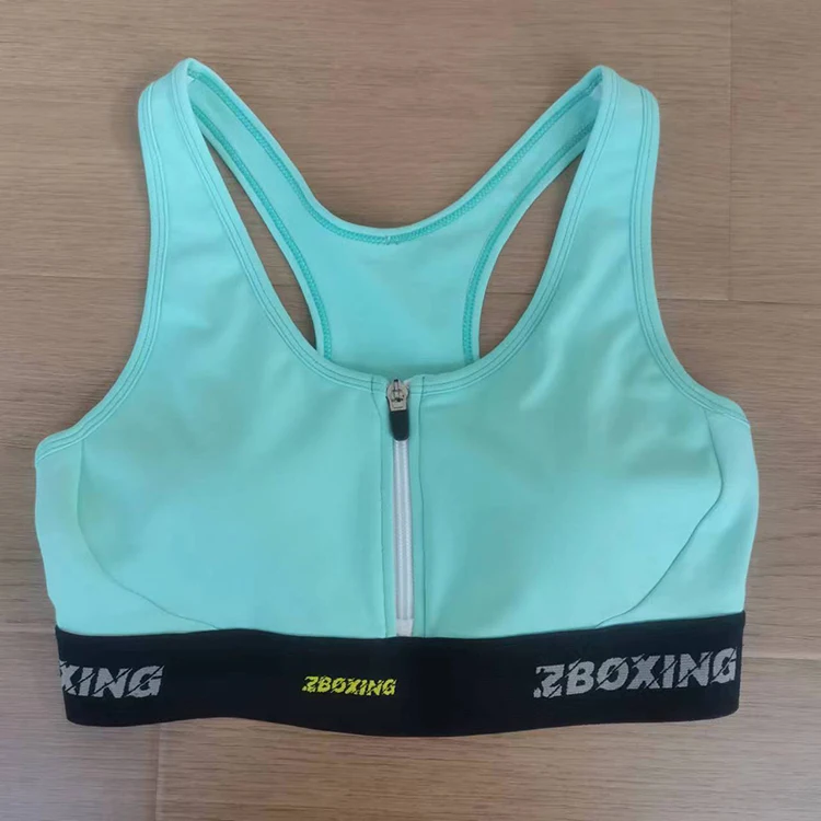 Wholesale Ladies Compression Fitness Sports Bra Quick Dry Breathable Yoga Bra Custom Logo Front Zipper Running Bra Boxing