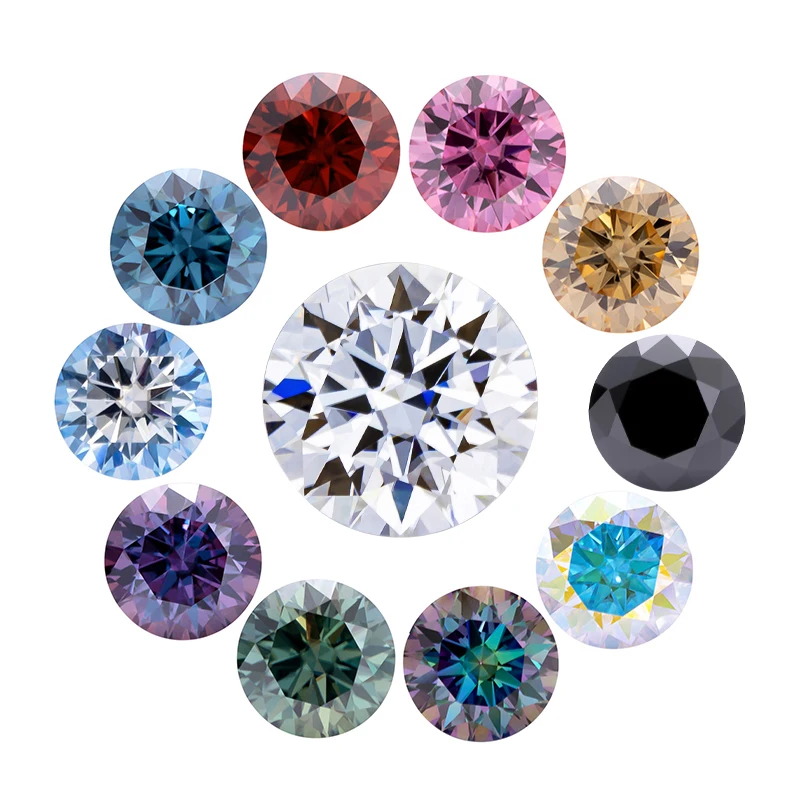 Wholesale Round Brilliant Cut Really Good Quality VVS Moissanite Diamond GRA Certificate Black Color Moissanite Loose Diamond