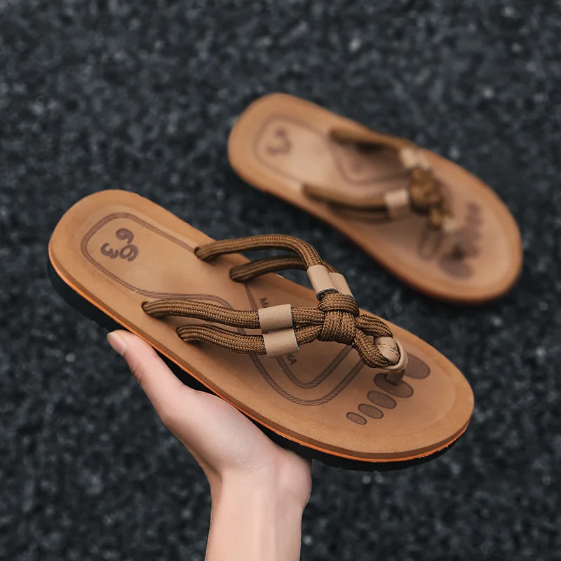 Casual shoes non-slip pu leather flip flops sole men slippers sandals china flip flops footwear flip flops men leather sandals A
