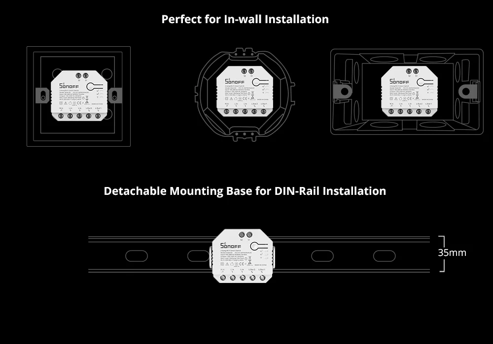  Интеллектуальный выключатель света SONOFF двойной R3 триггерный релейный модуль 2 GANG 3300 Вт беспроводной пульт дистанционного управления Переключатель